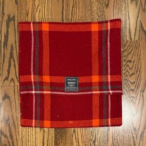 West Elm & Faribault Red and Orange Plaid Accent Pillow (18x18)